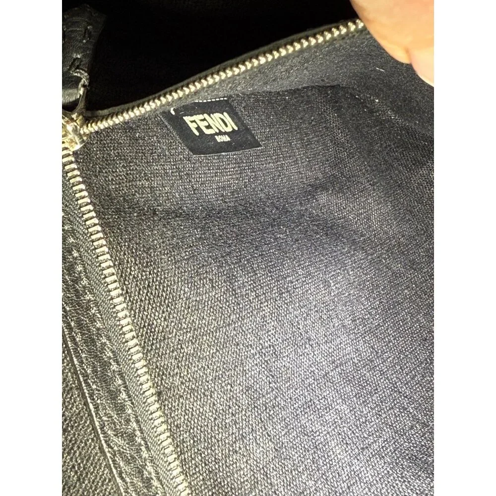 Fendi Cuoio Romano Selleria Black Leather Briefcase Attache Bag